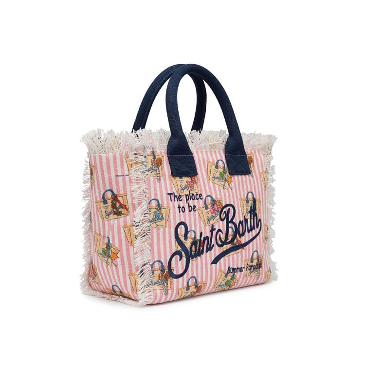 SAINT BARTH Borsa Colette a righe con stampa bambina