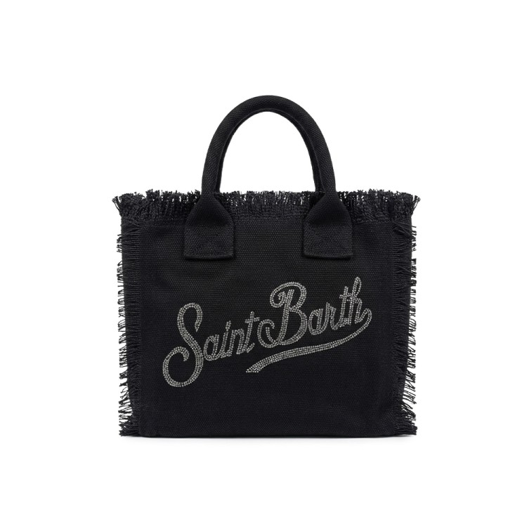 SAINT BARTH Borsa Colette nera con logo strass bambina