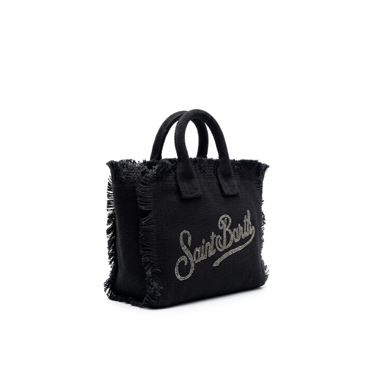 SAINT BARTH Borsa Vanity mini nera logo strass bambina