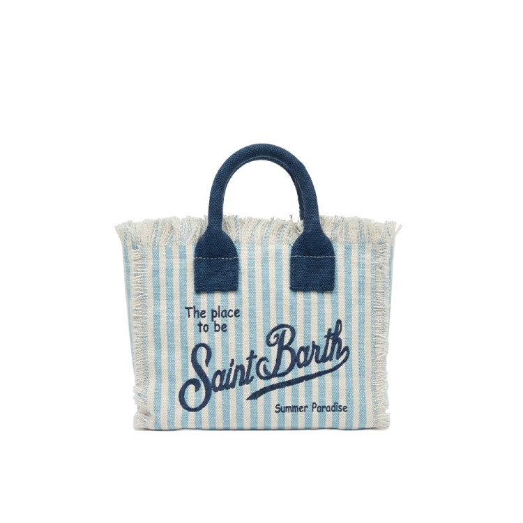 SAINT BARTH Borsa Vanity Mini a righe celesti bambina