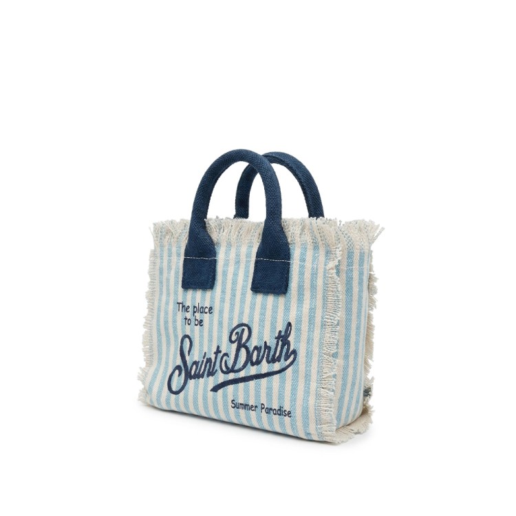SAINT BARTH Borsa Vanity Mini a righe celesti bambina