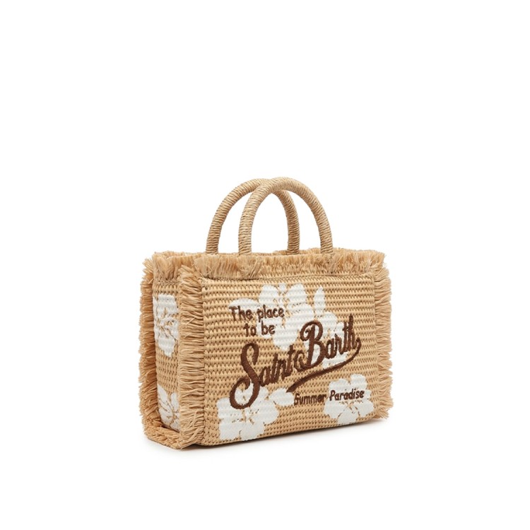 SAINT BARTH Borsa Vanity Mini in paglia Hibiscus bambina