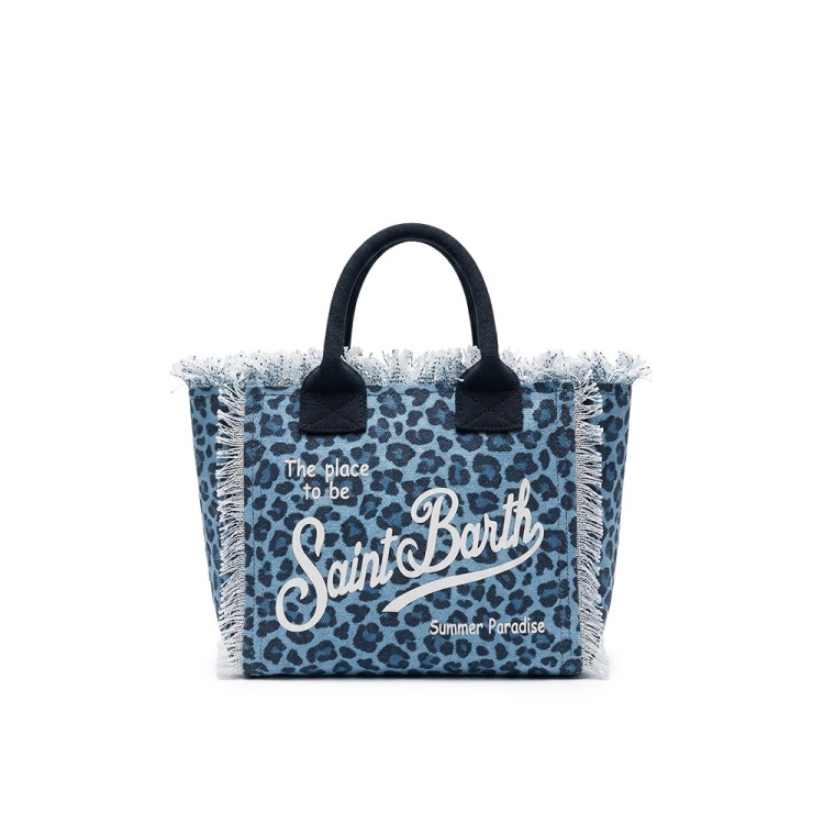 SAINT BARTH Borsa Vanity Mini leopardata denim bambina