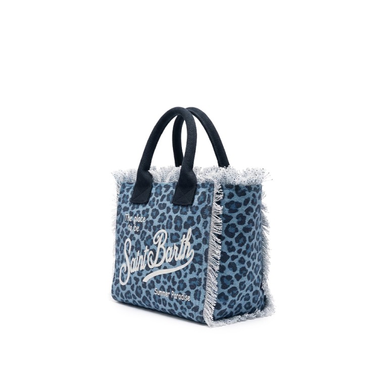 SAINT BARTH Borsa Vanity Mini leopardata denim bambina