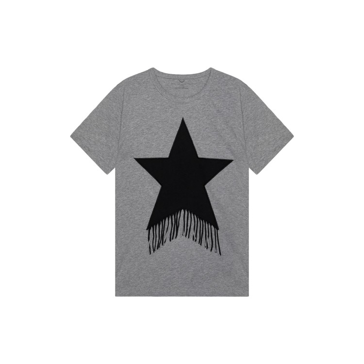 STELLA McCARTNEY T-shirt grigia con stella e frange bambina