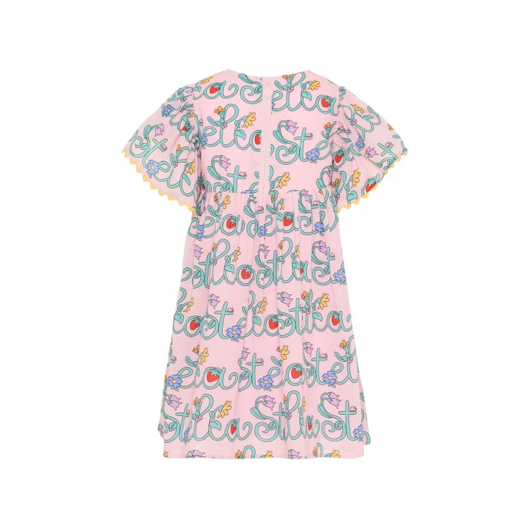 STELLA McCARTNEY Abito rosa con logo e fiori bambina
