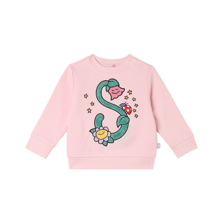 STELLA McCARTNEY Felpa rosa con applicazione neonata