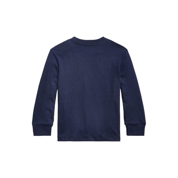 RALPH LAUREN T-shirt blu navy a maniche lunghe neonati