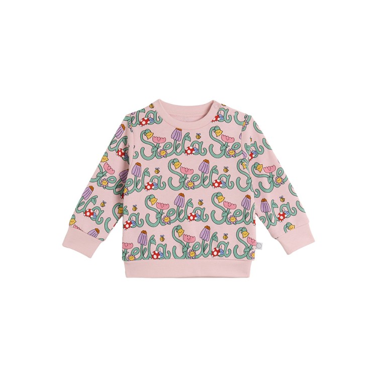 STELLA McCARTNEY Felpa rosa con stampa multicolor neonata