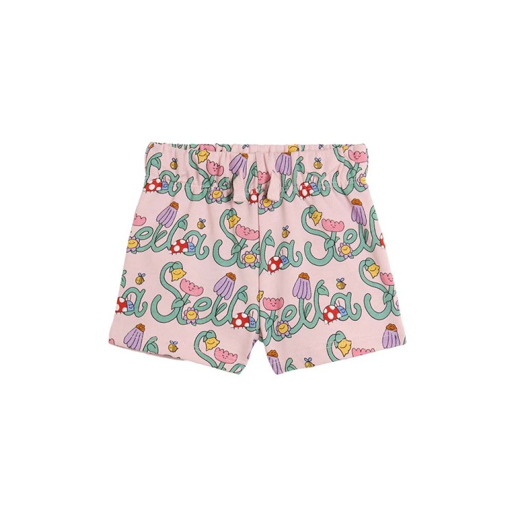 STELLA McCARTNEY Shorts rosa con logo e fiori neonata