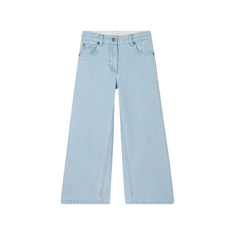 STELLA McCARTNEY Jeans chiari wide leg con applicazione bambina