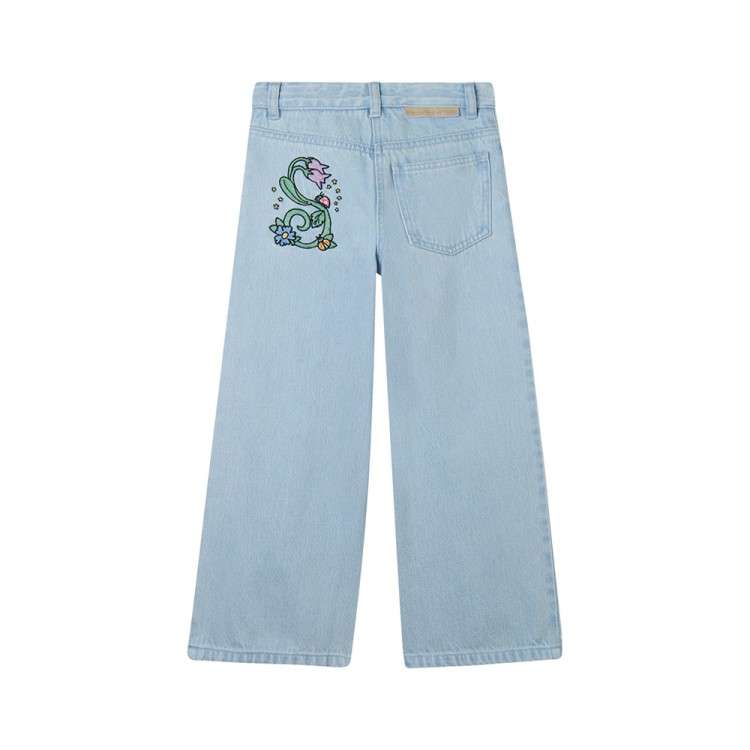 STELLA McCARTNEY Jeans chiari wide leg con applicazione bambina