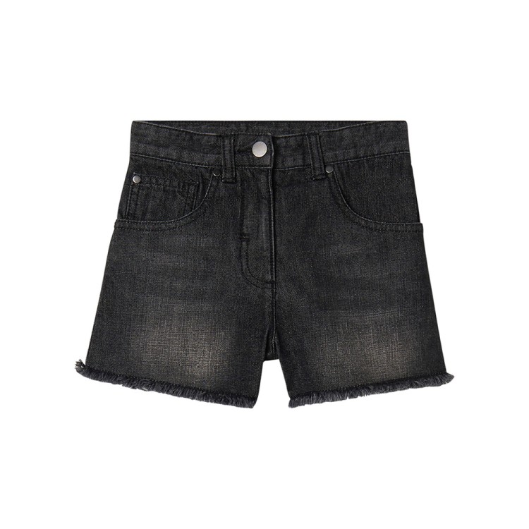 STELLA McCARTNEY Shorts in denim nero slavato bambina