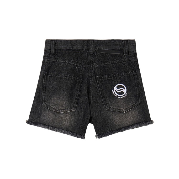 STELLA McCARTNEY Shorts in denim nero slavato bambina
