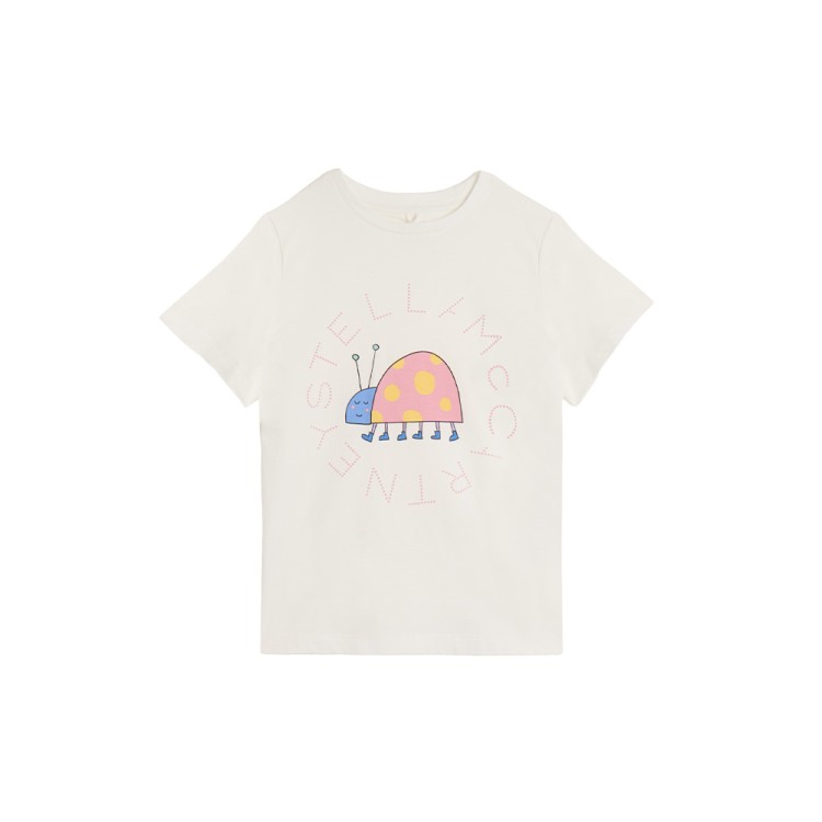 STELLA McCARTNEY T-shirt bianca con stampa coccinella bambina