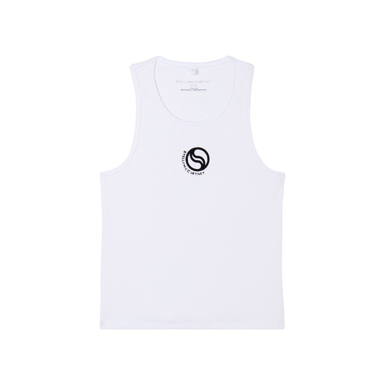STELLA McCARTNEY Top bianco con ricamo logo bambina