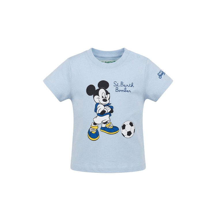 SAINT BARTH T-shirt celeste stampa Topolino bambino