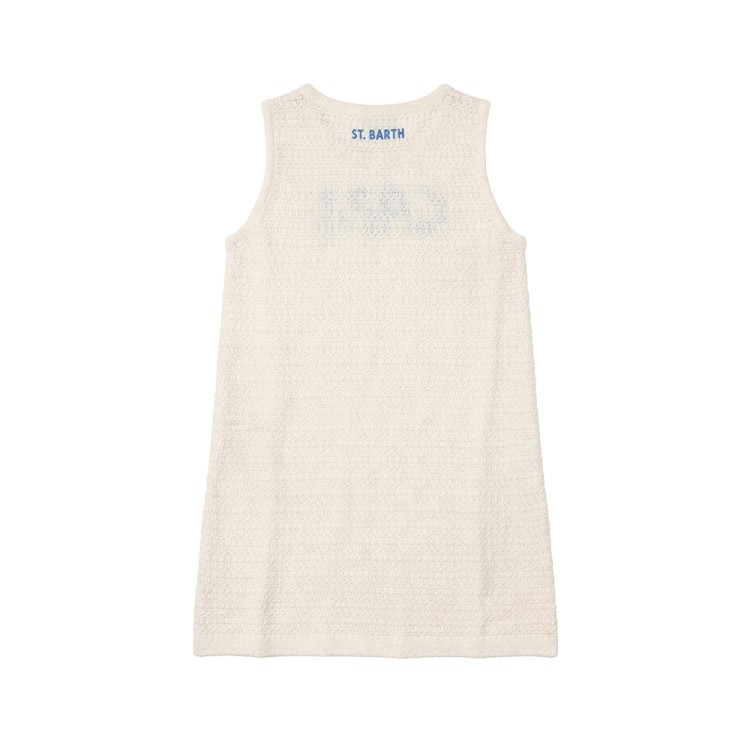 SAINT BARTH Abito bianco in tessuto tramato bambina