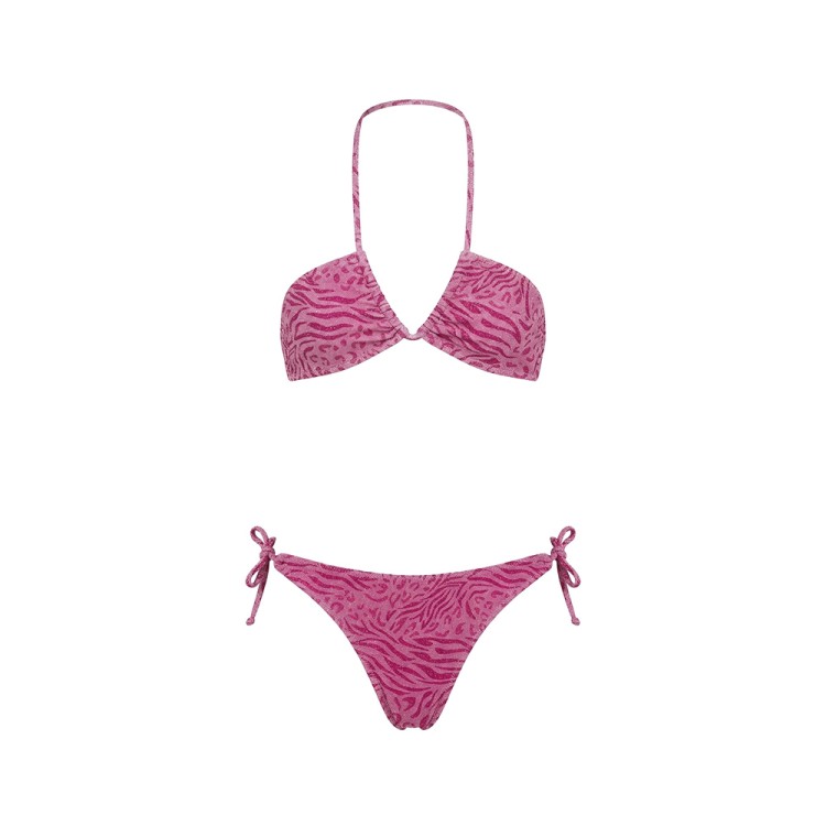 SAINT BARTH Bikini fucsia zebrato lurex bambina