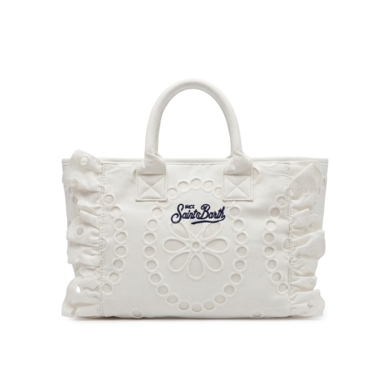 SAINT BARTH Borsa Colette bianca con logo blu bambina