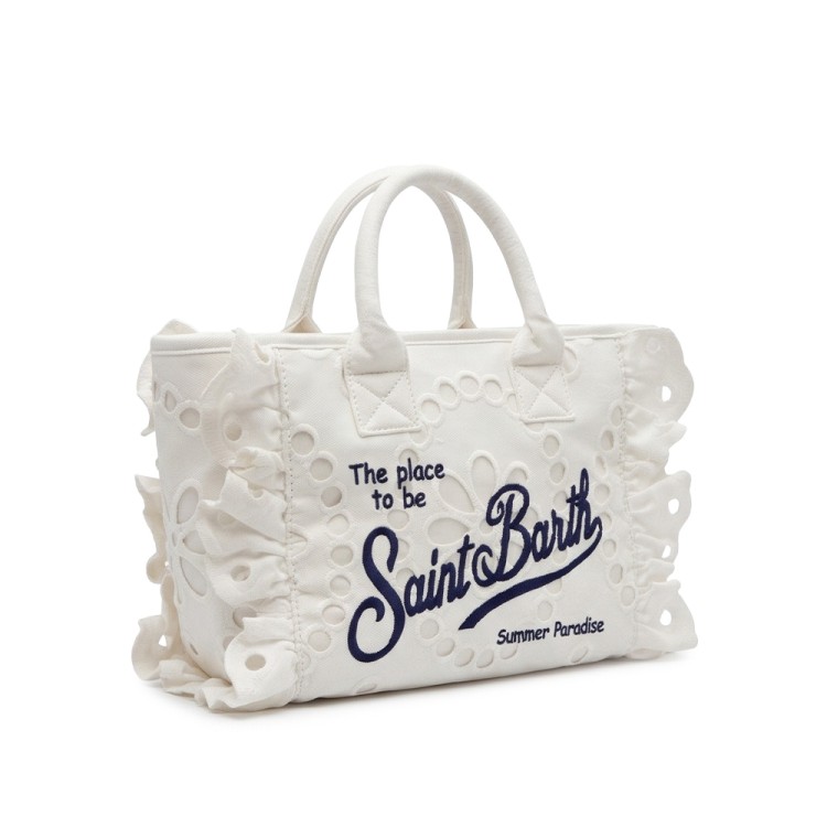 SAINT BARTH Borsa Colette bianca con logo blu bambina