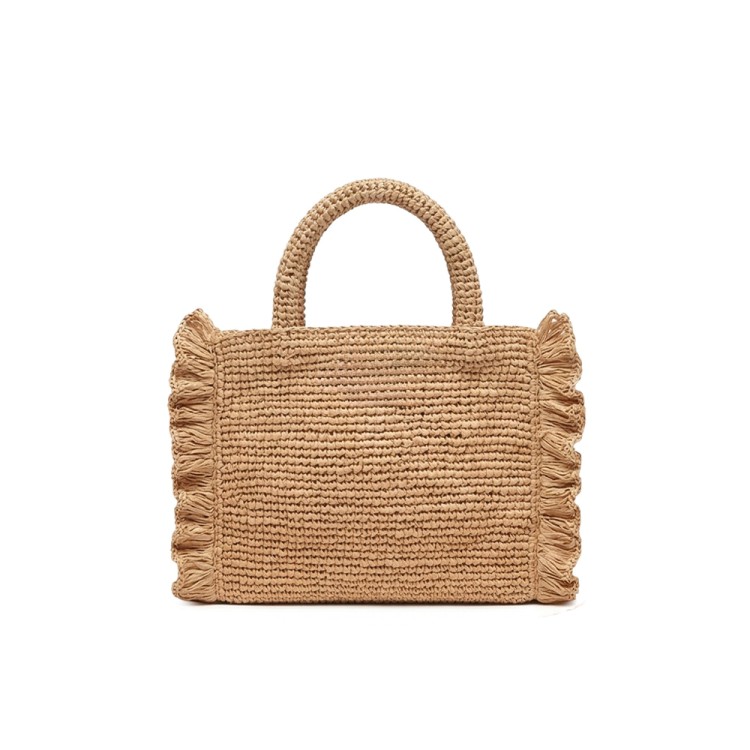 SAINT BARTH Borsa Volant beige in rafia bambina