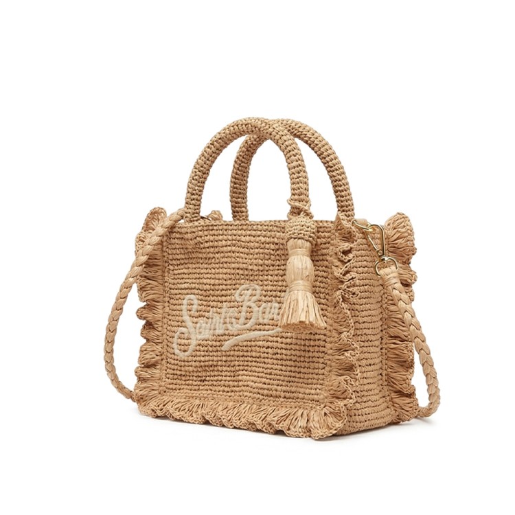 SAINT BARTH Borsa Volant beige in rafia bambina