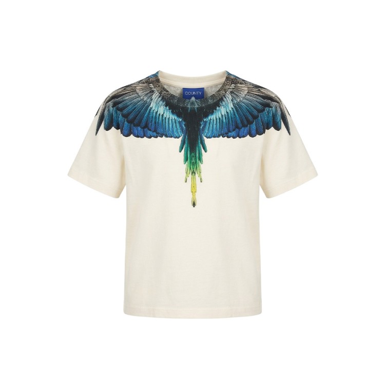 COUNTY OF MILAN T-shirt panna con stampa multicolor bambino