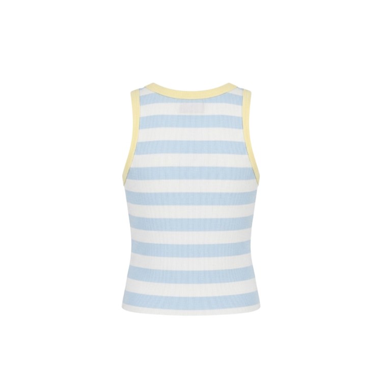 SAINT BARTH Canotta a righe celesti con ricamo bambina