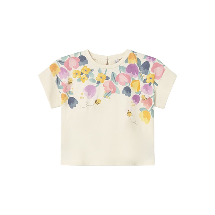 MAYORAL T-shirt bianca con stampa multicolor neonata