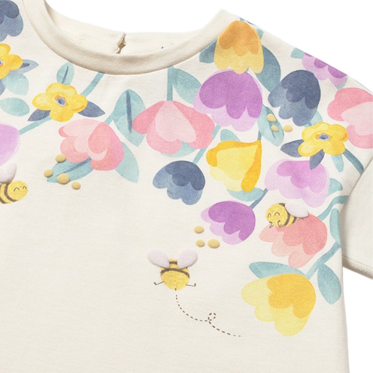 MAYORAL T-shirt bianca con stampa multicolor neonata