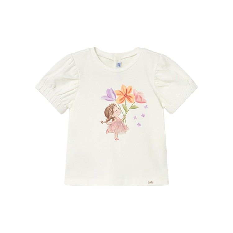 MAYORAL T-shirt bianca con stampa neonata