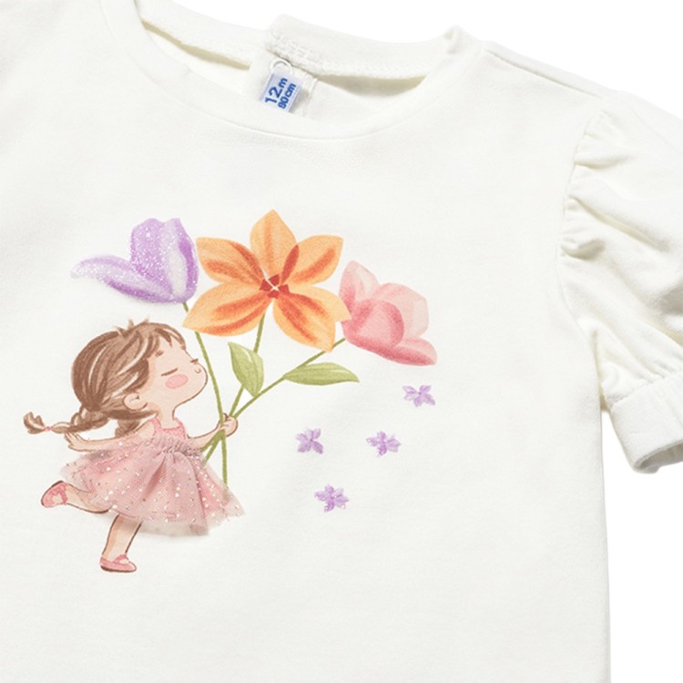 MAYORAL T-shirt bianca con stampa neonata