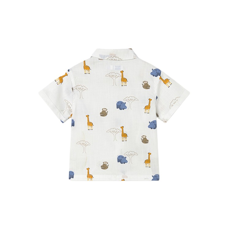 MAYORAL Camicia bianca stampa multicolor neonato