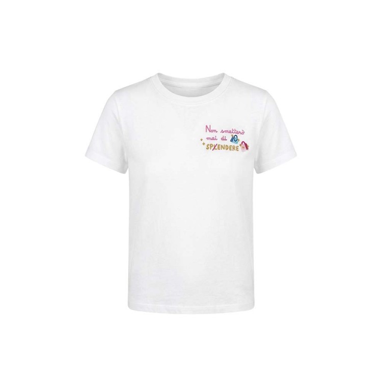 SAINT BARTH T-shirt bianca con ricamo multicolor bambina