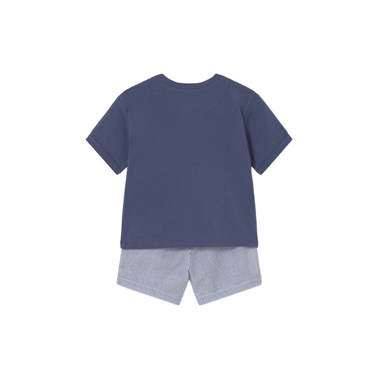 MAYORAL Completo blu navy seersucker neonato