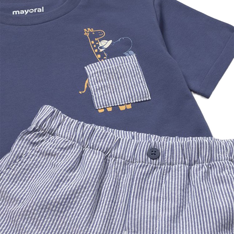 MAYORAL Completo blu navy seersucker neonato