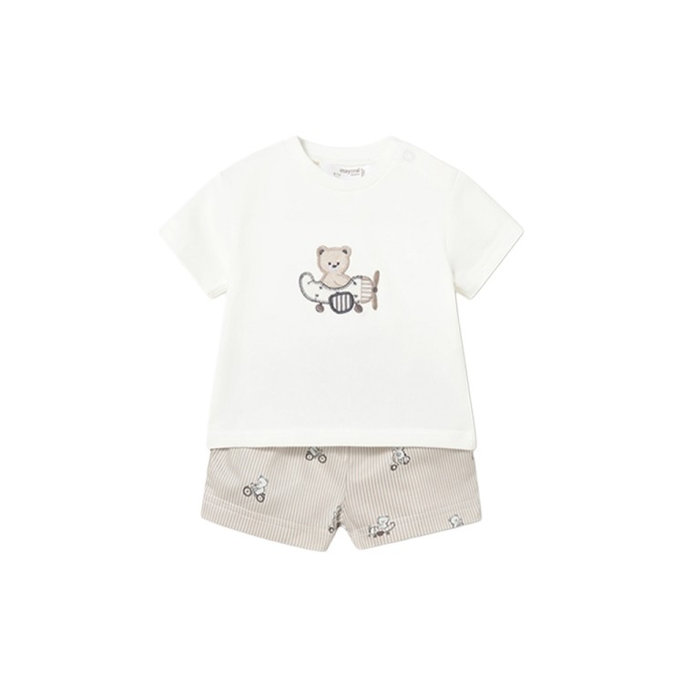 MAYORAL NEWBORN Completo sabbia con stampa neonato