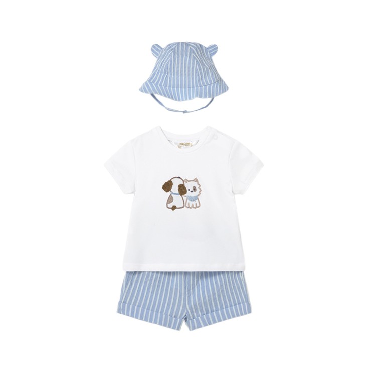 MAYORAL NEWBORN Completo celeste a righe neonato