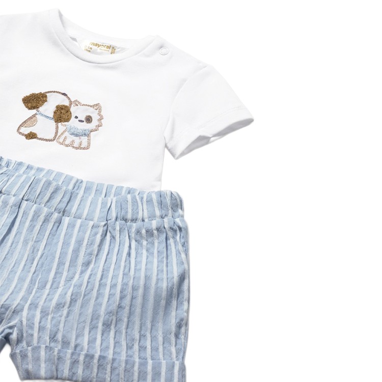 MAYORAL NEWBORN Completo celeste a righe neonato