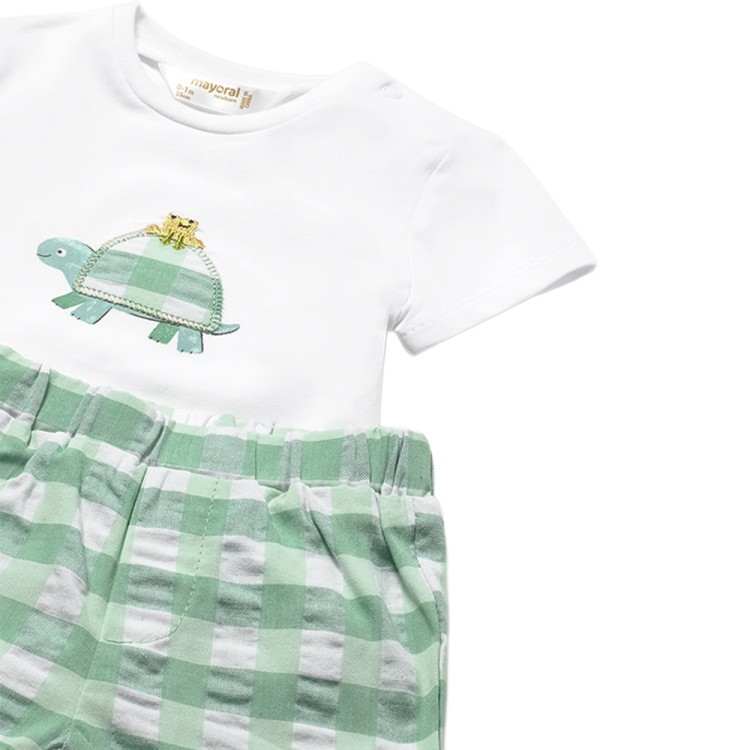 MAYORAL NEWBORN Completo verde a quadri neonato