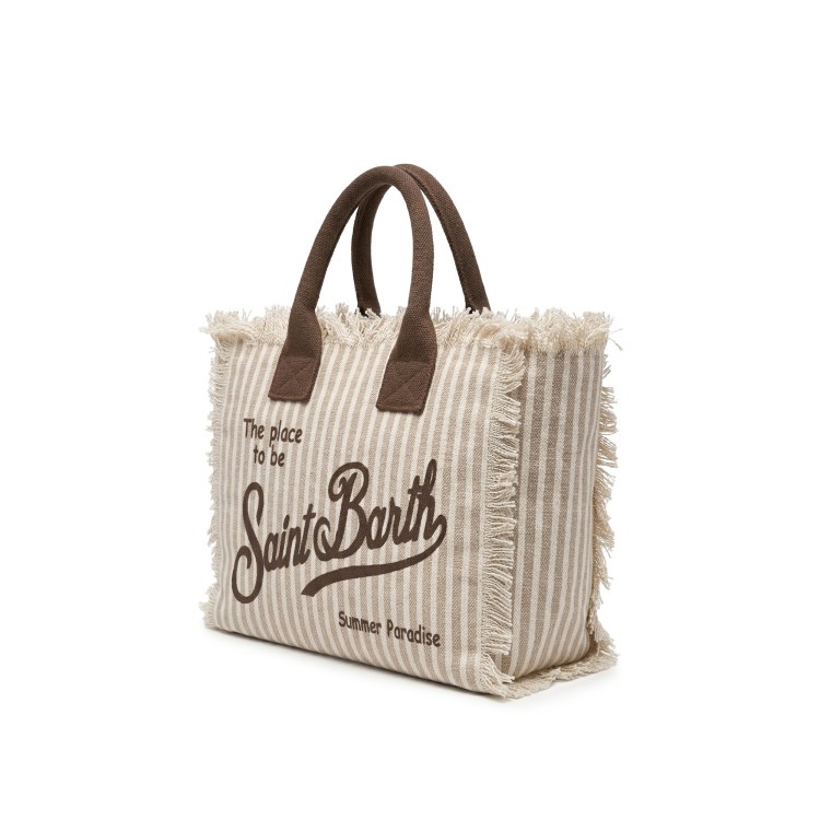 SAINT BARTH Borsa Colette beige a righe bambina