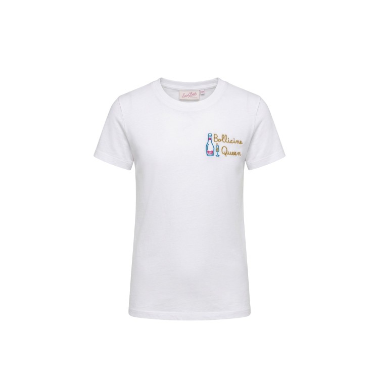 SAINT BARTH T-shirt bianca "bollicine queen" bambina