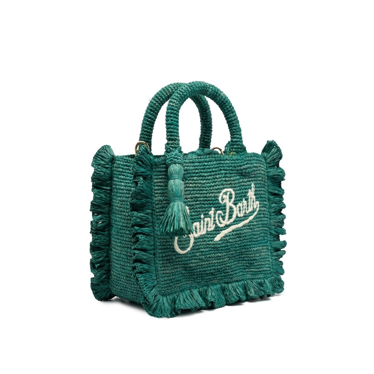 SAINT BARTH Borsa Volant verde in rafia bambina