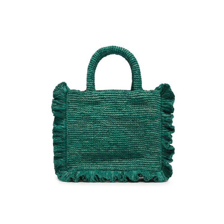 SAINT BARTH Borsa Volant verde in rafia bambina