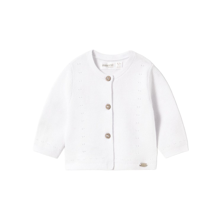 MAYORAL NEWBORN Cardigan bianco tricot neonata