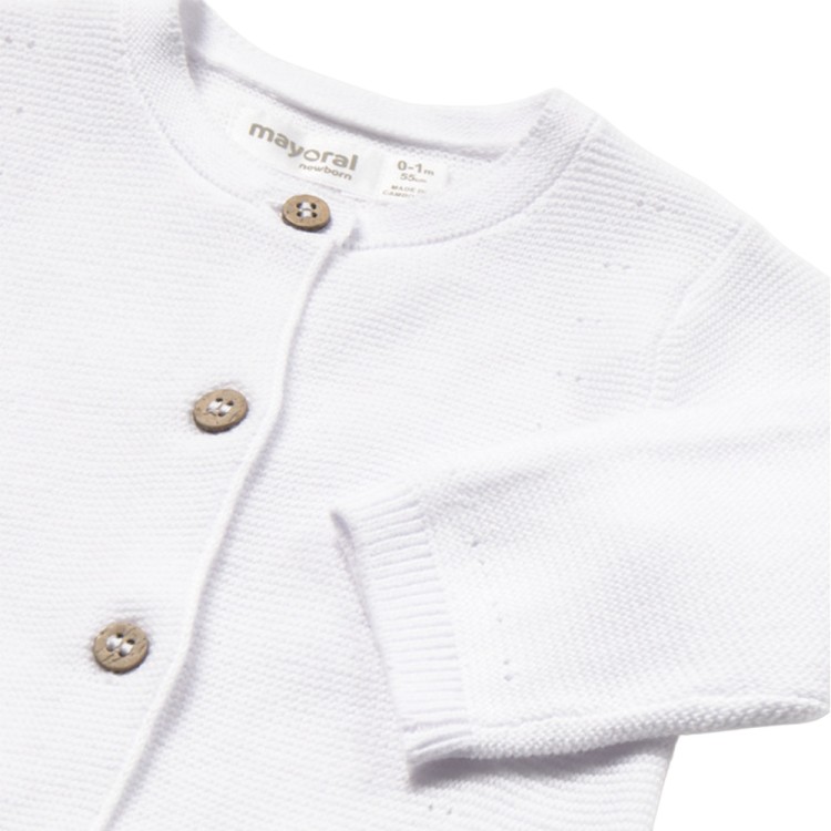 MAYORAL NEWBORN Cardigan bianco tricot neonata