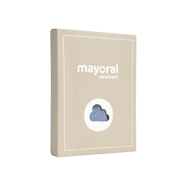 MAYORAL NEWBORN Completo azzurro tricot con salopette neonato