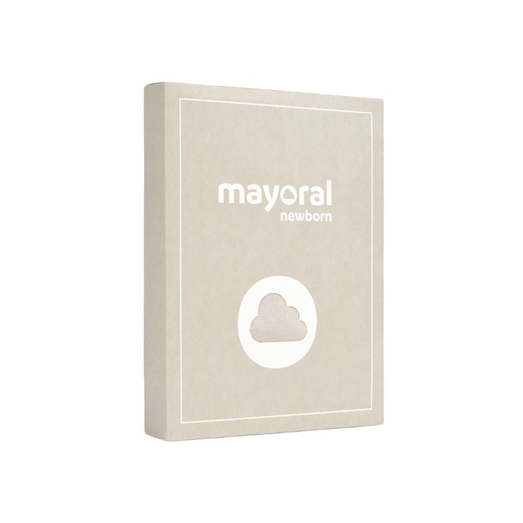 MAYORAL NEWBORN Completo beige tricot con salopette neonato