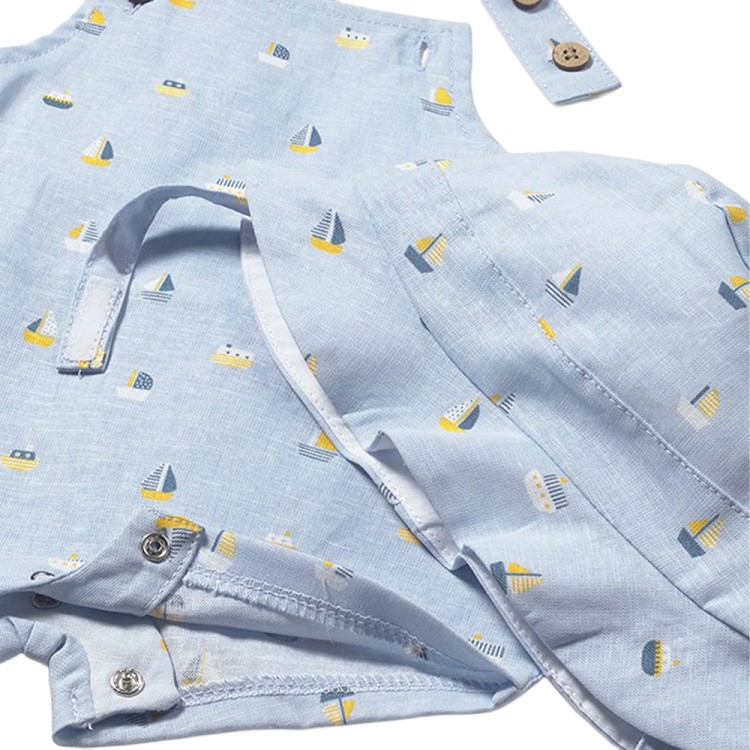 MAYORAL NEWBORN Completo celeste salopette e cappello neonato